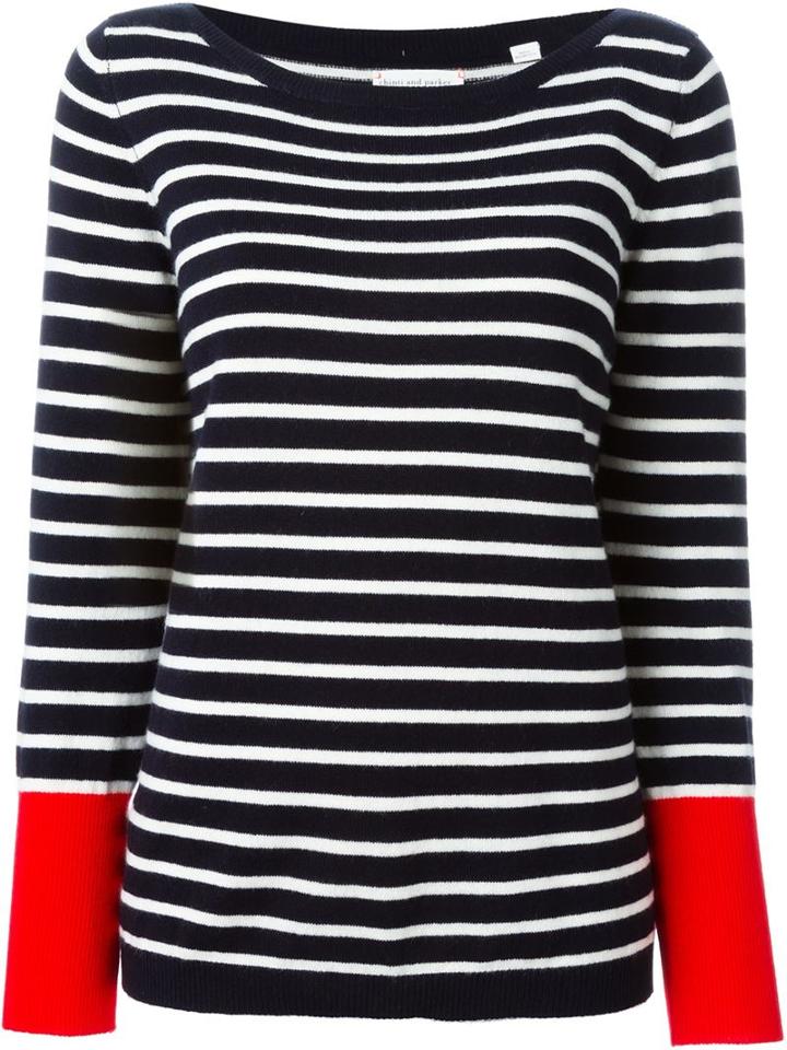 Chinti And Parker Contrast Cuff Striped Sweater