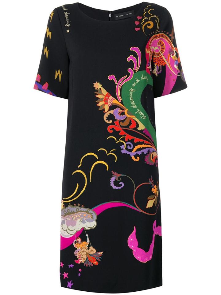 Etro Short-sleeved Printed Dress - Black