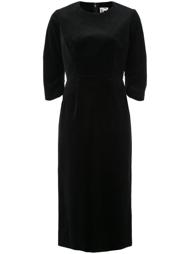 Comme Des Garçons Velvet 3/4 Sleeve Mid-length Dress - Black