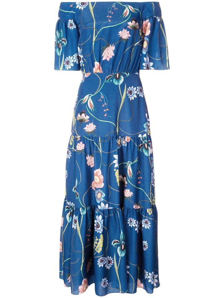 Borgo De Nor Emelia Printed Bardot Maxi Dress - Blue