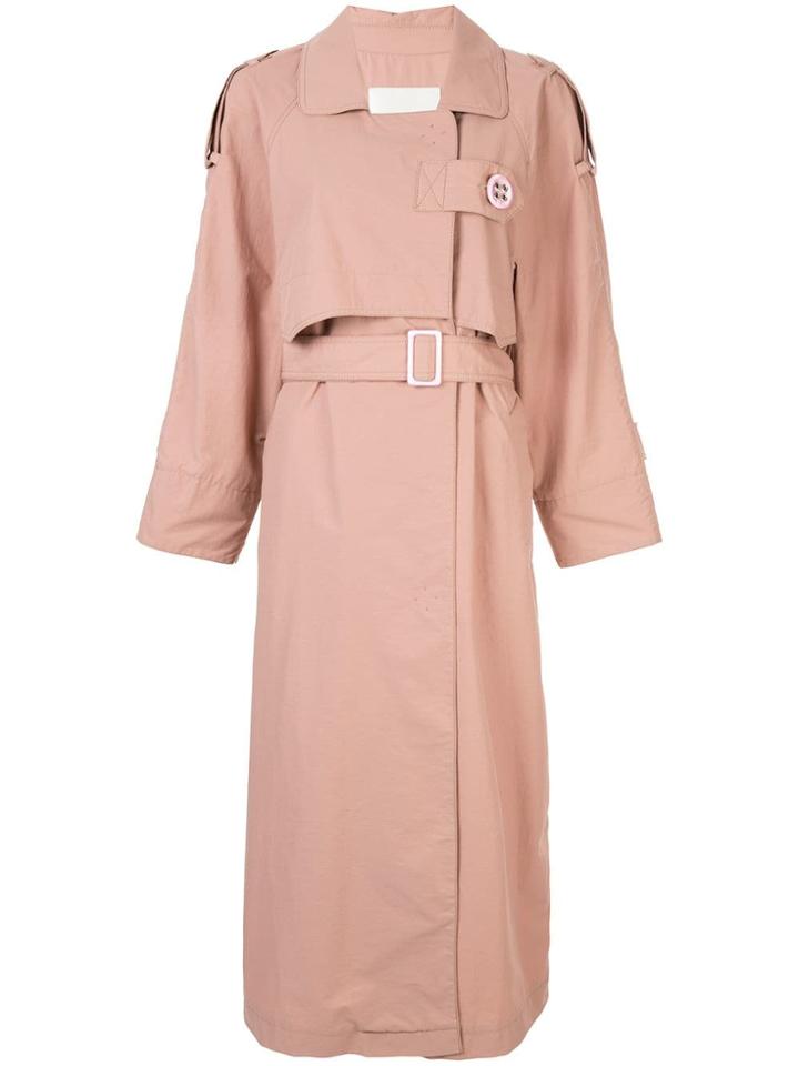Walk Of Shame Belted Trench Coat - Pink