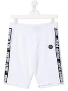 Philipp Plein Junior Logo Print Casual Shorts - White