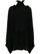 Ann Demeulemeester High Neck Oversized Sleeve Blouse - Black