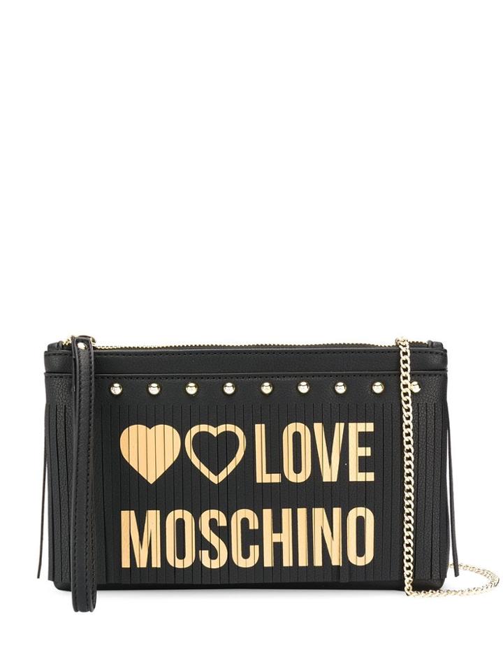 Love Moschino Logo Fringed Clutch - Black