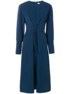 Tibi Drape Twill Lace Up Corset Dress - Blue