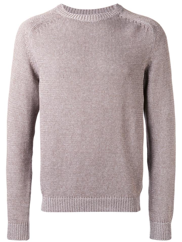 Corneliani Ribbed Sweater, Men's, Size: 50, Nude/neutrals, Cotton