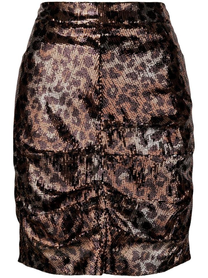 Msgm Sequin Leopard Skirt - Gold
