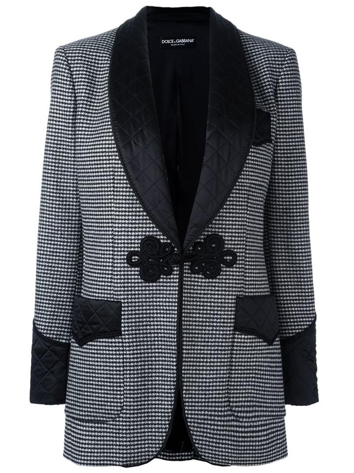 Dolce & Gabbana Houndstooth Classic Blazer, Women's, Size: 38, Black, Silk/polyamide/virgin Wool