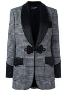 Dolce & Gabbana Houndstooth Classic Blazer, Women's, Size: 38, Black, Silk/polyamide/virgin Wool