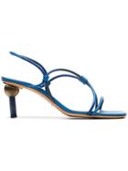 Jacquemus Blue Olbia Crossover Strap Leather Slingback Sandals