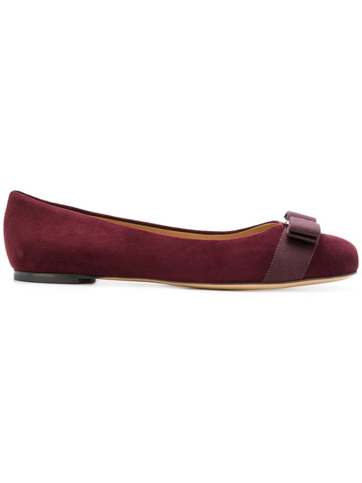 Salvatore Ferragamo Vara Bow Ballerina Flats - Red