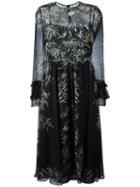 Philosophy Di Lorenzo Serafini Leaf Print Midi Dress, Women's, Size: 40, Black, Silk