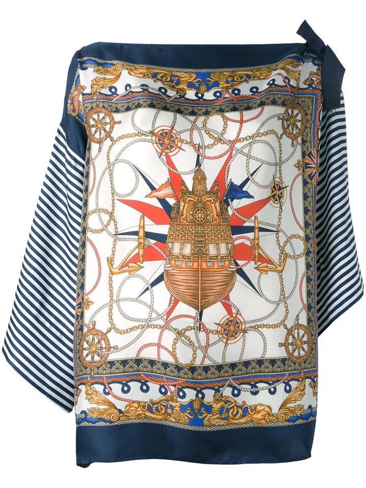 P.a.r.o.s.h. Navy Print Blouse, Women's, Blue, Silk