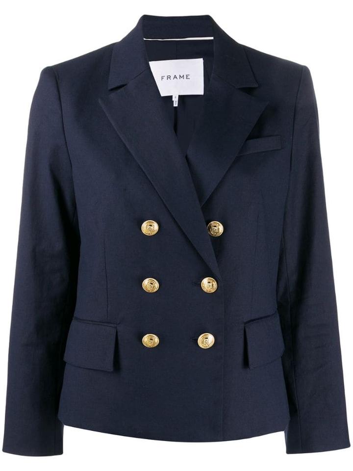 Frame Double-breasted Blazer - Blue