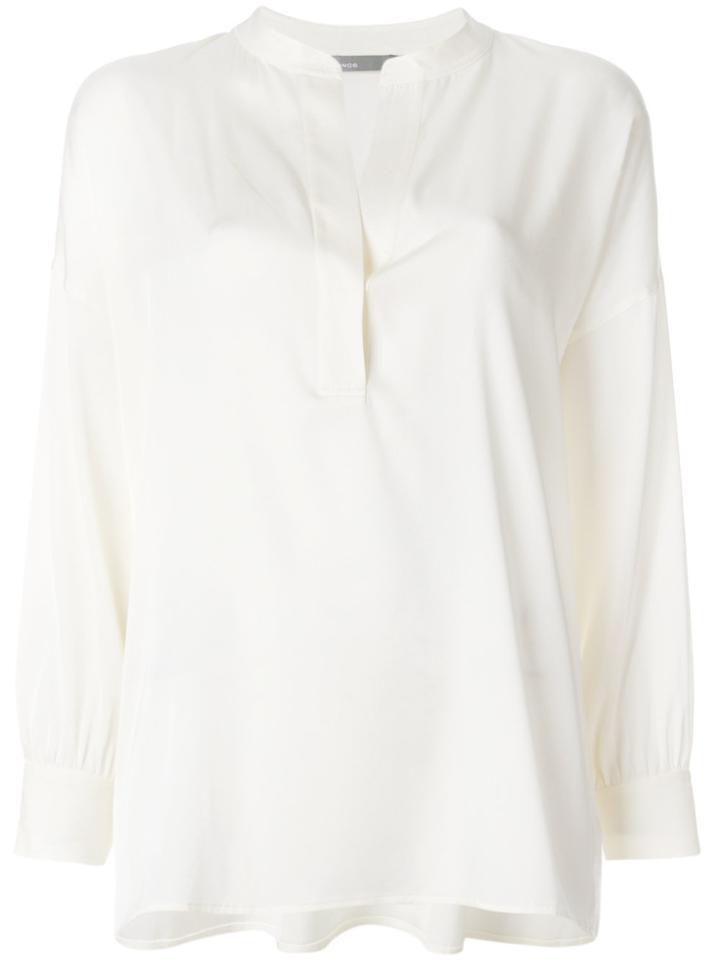 Vince Draped Band Collar Blouse - White