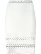 Alexander Mcqueen Wavy Embroidered Pencil Skirt, Women's, Size: M, Nude/neutrals, Viscose/polyester