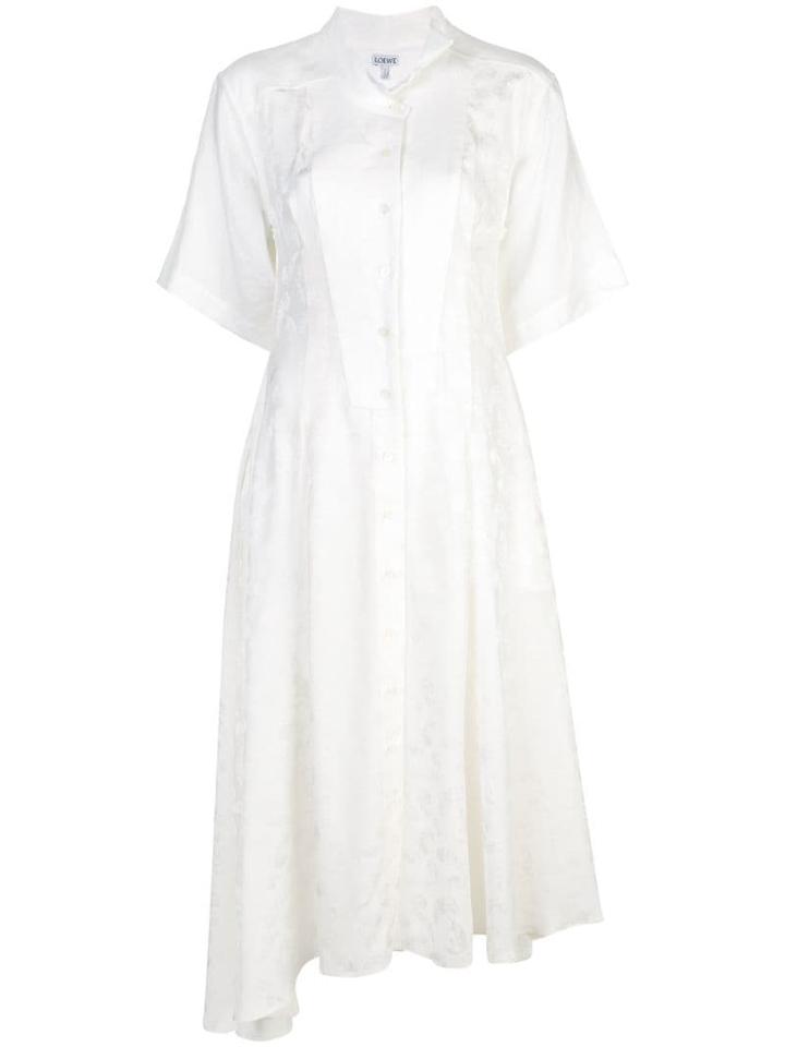 Loewe Feather Jacquard Shirt Dress - White
