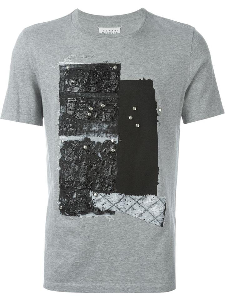 Maison Margiela Textured Print T-shirt, Men's, Size: 48, Grey, Cotton