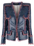 Balmain Fringe-trimmed Sequin Jacket - Blue