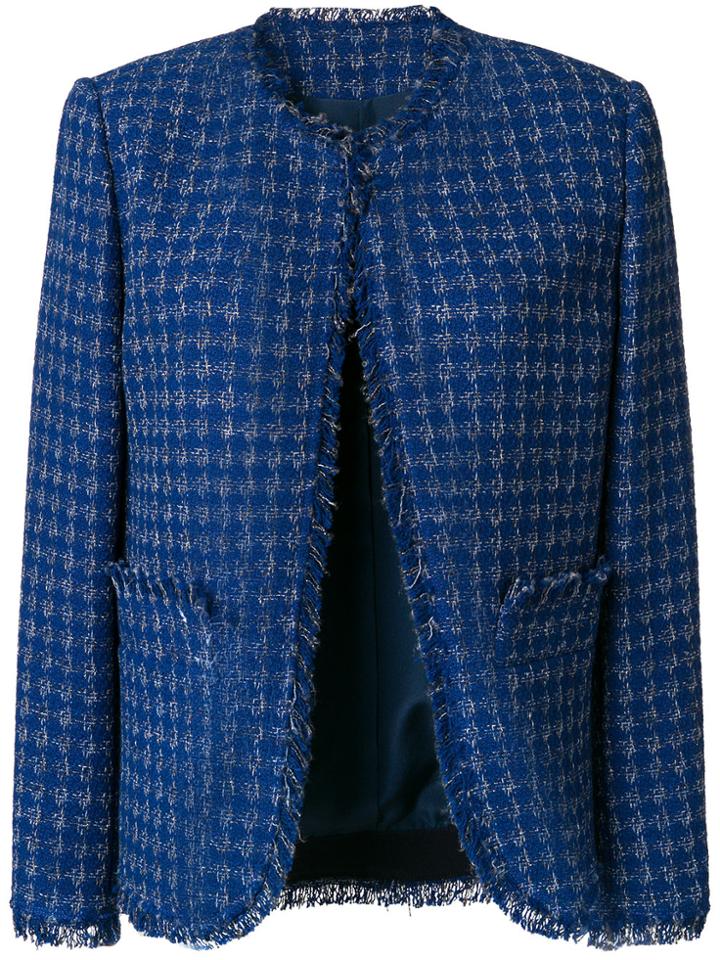 Msgm Open Front Bouclé Jacket - Blue