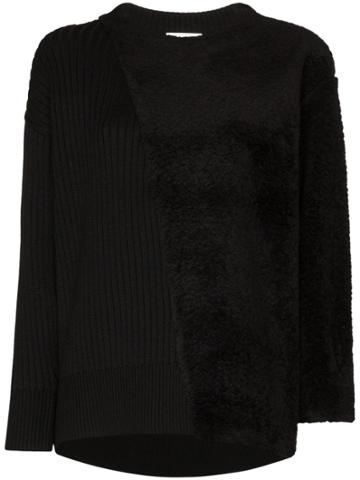 Hyke Commando Shearling-panel Sweater - Black