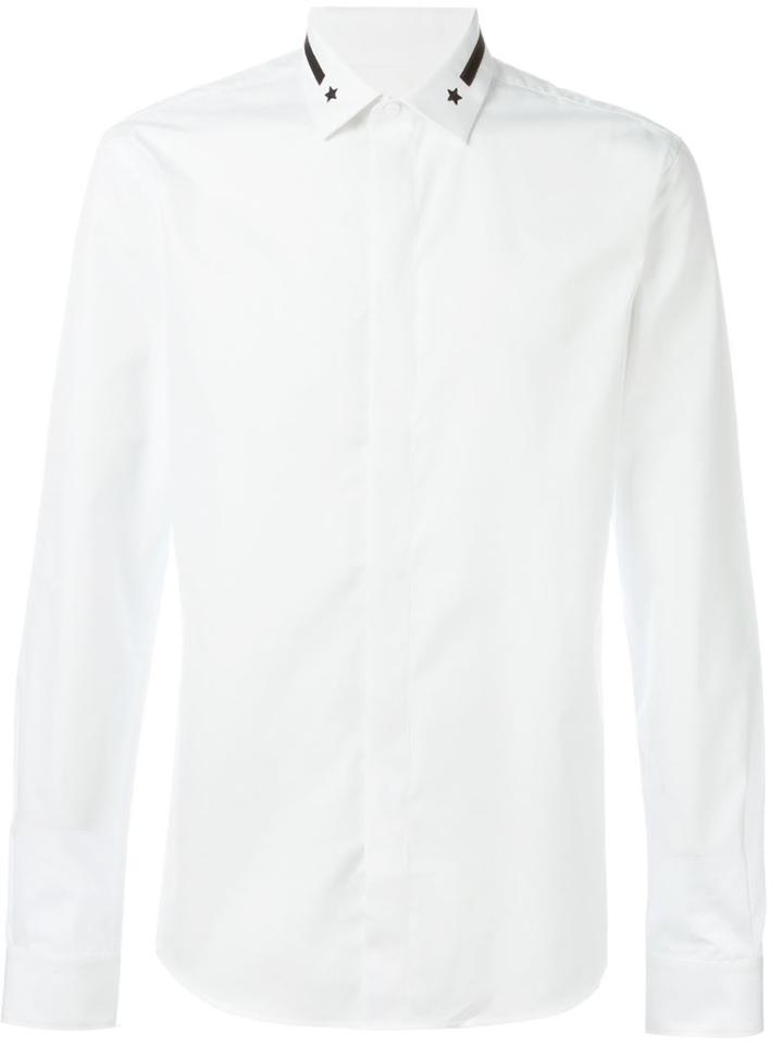 Givenchy Embroidered Collar Shirt, Men's, Size: 43, White, Cotton/polyester