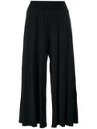 Labo Art Pleated Crop Trousers, Women's, Size: 2, Black, Cotton/spandex/elastane