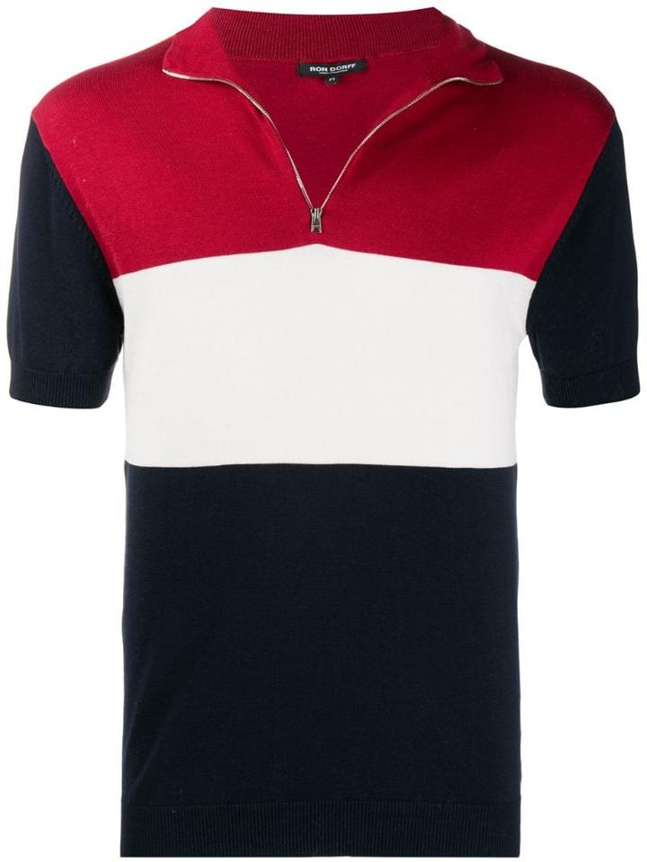 Ron Dorff Colour Block Polo Shirt - Red