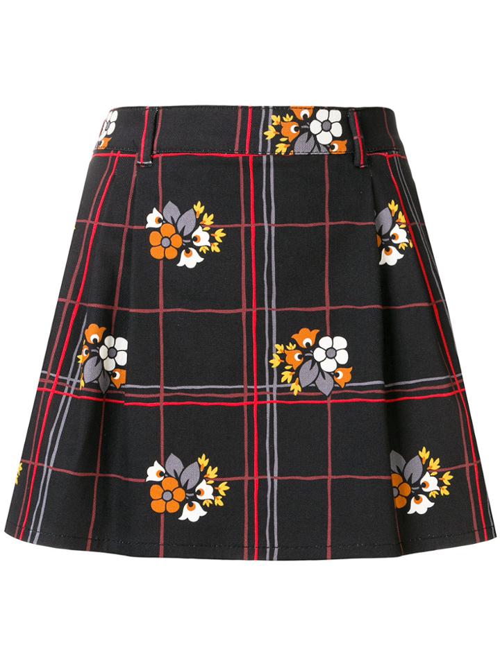 Miu Miu Floral Grid Mini Skirt - Black