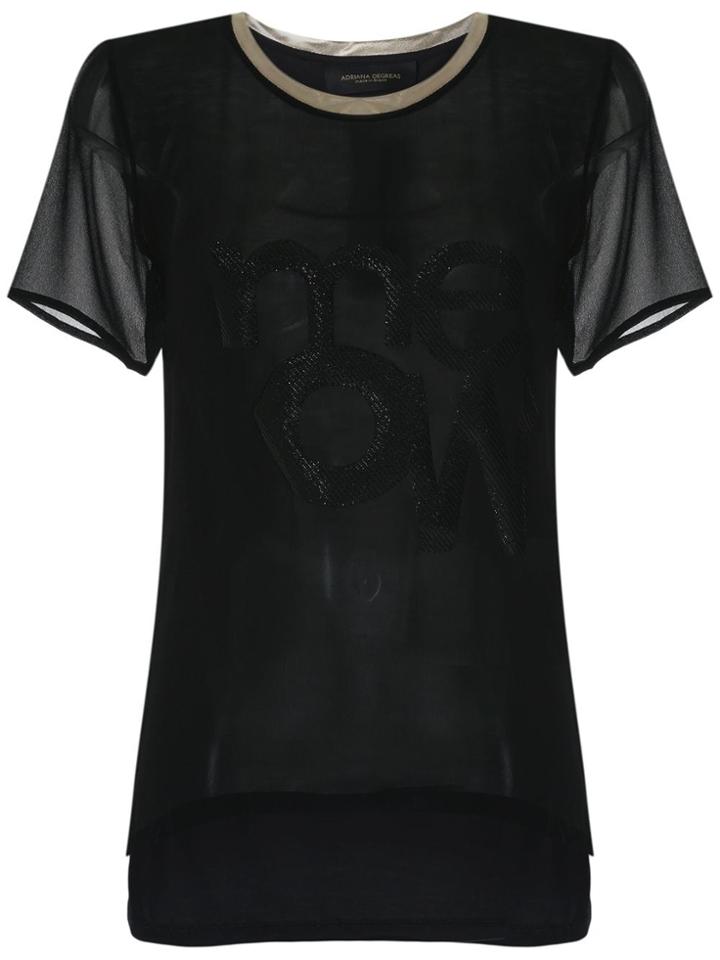 Adriana Degreas Round Neck Silk T-shirt - Black
