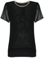 Adriana Degreas Round Neck Silk T-shirt - Black
