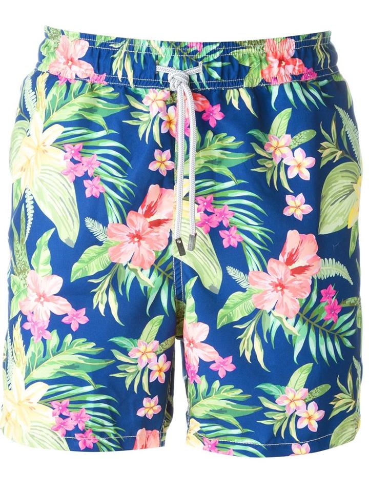 Mc2 Saint Barth Kids 'gustavia Hawaii' Swim Shorts