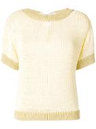 La Fileria For D'aniello Metallic Knit Top - Yellow & Orange