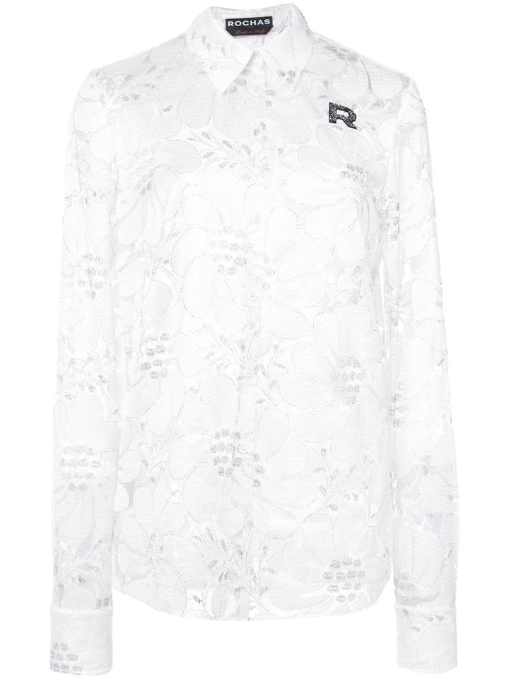 Rochas - Sheer Embroidered Blouse - Women - Lurex/polyamide/rayon - 42, White, Lurex/polyamide/rayon
