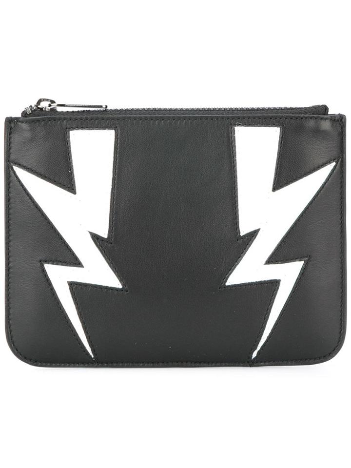 Neil Barrett Lightning Bolt Patch Wallet - Black