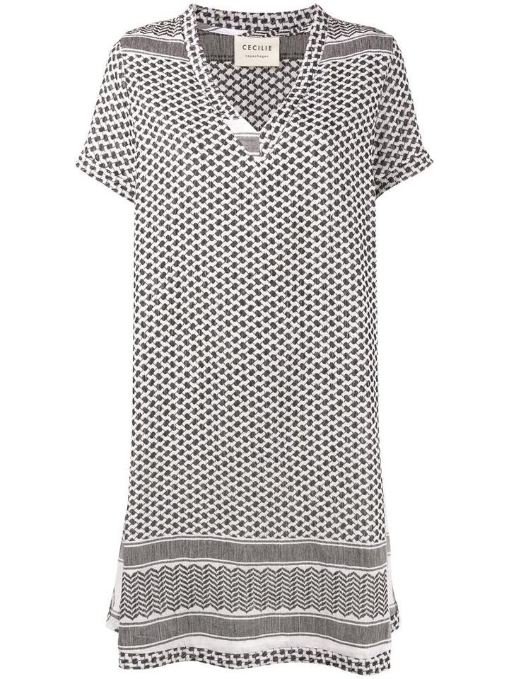 Cecilie Copenhagen - Keffiyeh Print V-neck Dress - Women - Cotton - L, Black, Cotton