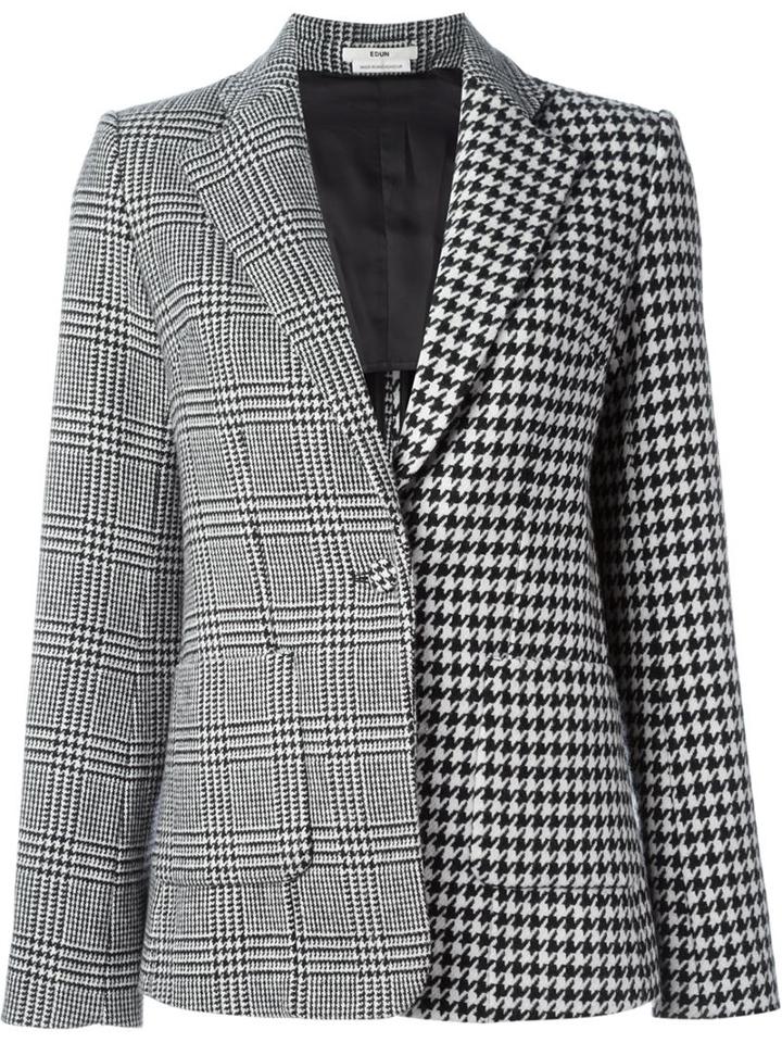 Edun Houndstooth Pattern Blazer