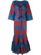 Vita Kin - Floral Motif Dress - Women - Linen/flax - One Size, Blue, Linen/flax