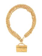 Chanel Vintage Flap Bag Pendant Necklace - Gold
