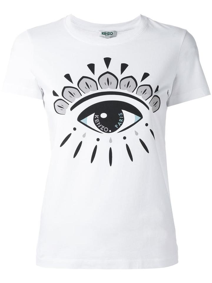 Kenzo Eye Logo Print T-shirt, Women's, Size: Large, White, Cotton