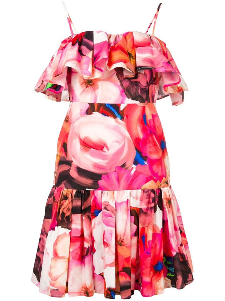 Msgm Ruffle Floral Dress - Pink