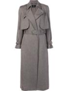Rachel Comey Notched Lapel Trench Coat, Women's, Size: 8, Grey, Rayon/wool