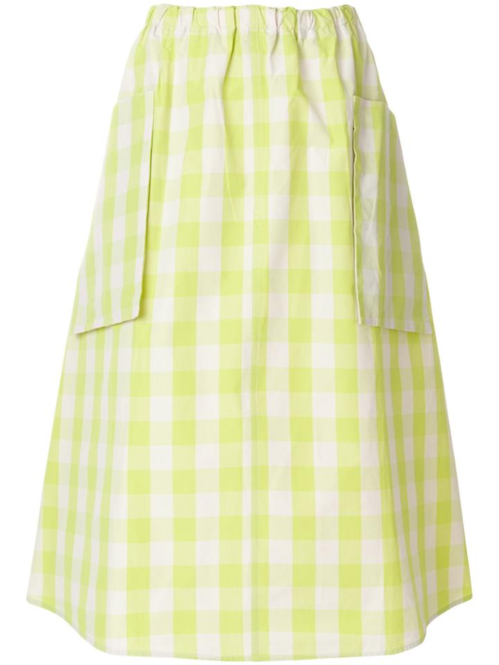 Sofie D'hoore Full Gingham Check Skirt - Yellow & Orange
