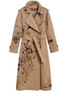 Burberry Sketch Print Trench Coat - Brown