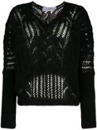 So Allure Loose Knit V-neck Jumper - Black