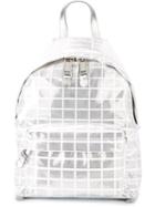 Moschino Check Pattern Backpack, White, Pvc