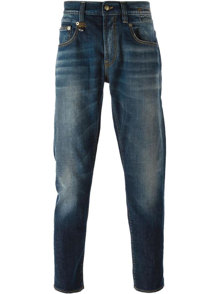 R13 Faded Jeans, Men's, Size: 32, Blue, Spandex/elastane/cotton