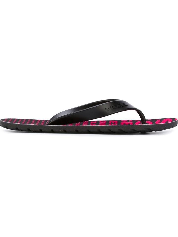 Diesel Splish Flip Flops, Men's, Size: 46, Black, Rubber