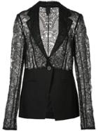 Vera Wang Floral Lace Blazer, Women's, Size: 10, Black, Silk/nylon/cotton/wool