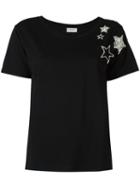 Saint Laurent Star Embellished T-shirt, Women's, Size: Medium, Black, Cotton/polyester/glass